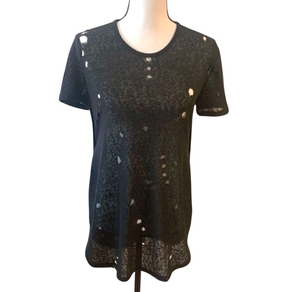 Guess Distressed Black‎ Cutout circles Oversized Top Cover Up XXS